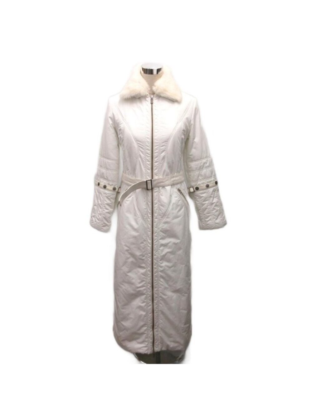 Versace Jeans Couture Puffer Coat Real Fur Zip Design Medusa Belt Included XS